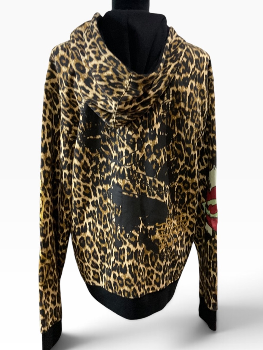 Ed Hardy Leopard Zip Hoodie with Red Heart Tattoo Graphic XL - Picture 4 of 8